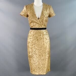 BURBERRY LONDON Size 2 Gold Black Viscose Blend Sequined Cocktail Dress
